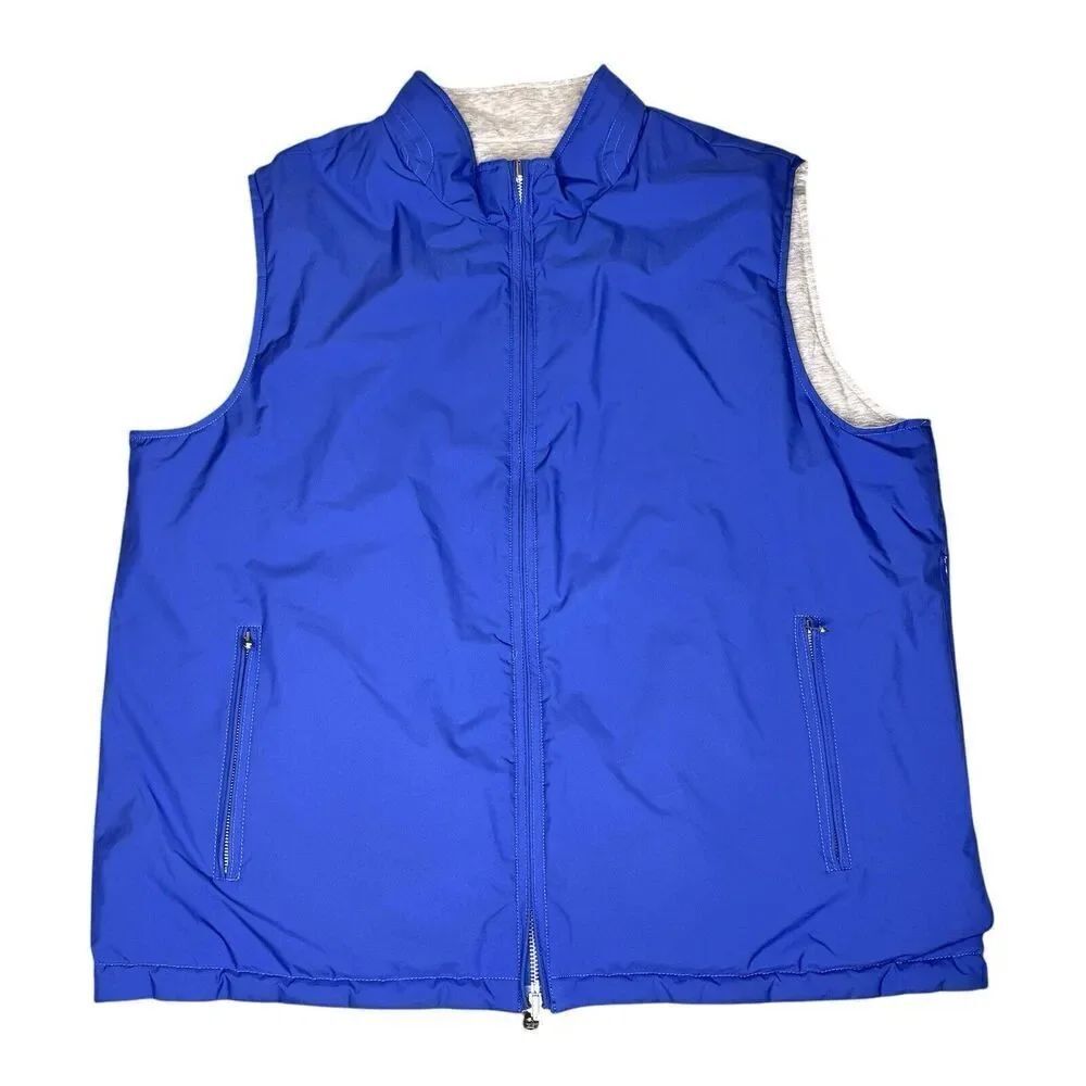Peter Millar Sz XL Crown Reversible Soft Golf Vest 2-Way Full Zip Gray Blue Mens
